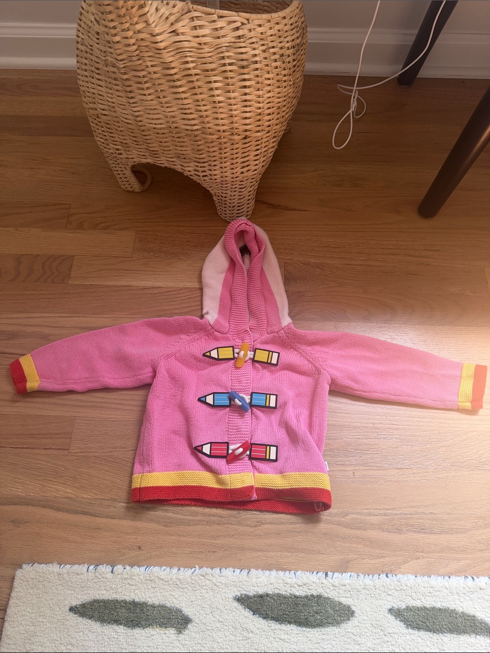 Stella McCartney Girls' Pink Hooded Cardigan with Pencil Button Accents